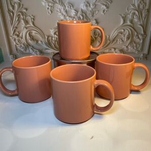 Anchor Hocking stoneware dusty pink 4 cups mugs